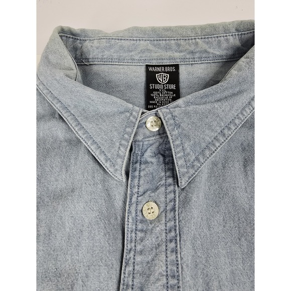 Vintage Looney Tunes‎ Shirt Mens 2XL Denim Warner Bros Bugs Daffy Cartoon 90s - Picture 6 of 12